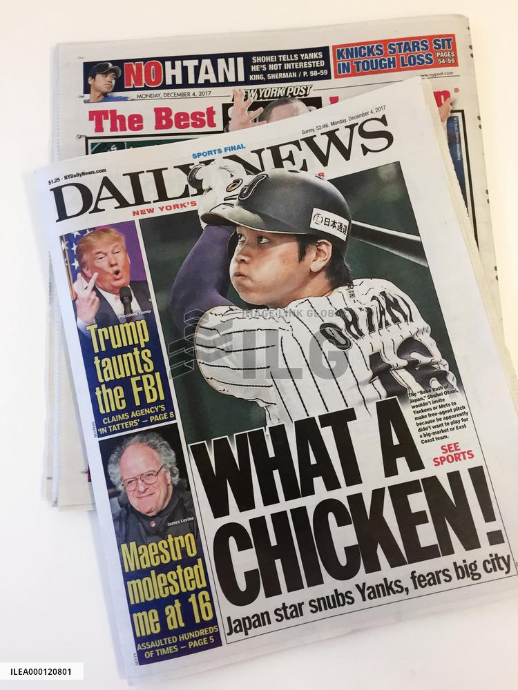 Baseball: N.Y. media react after Otani rules out Yankees