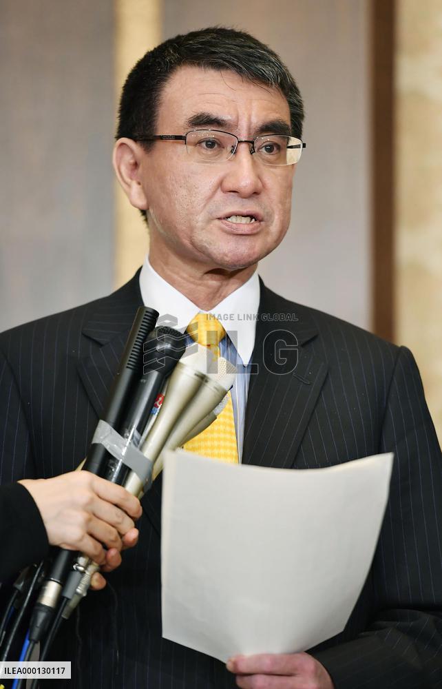 Japan's Kono after being briefed by S. Korean envoy on N. Korea trip