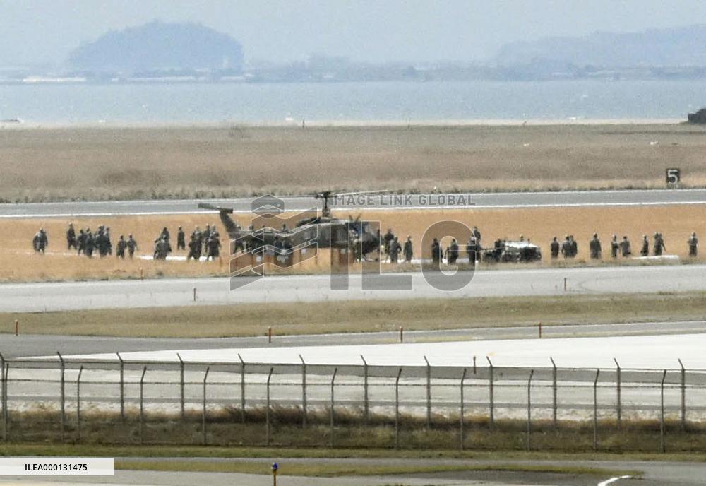 GSDF helicopter makes emergency landing at western Japan airport