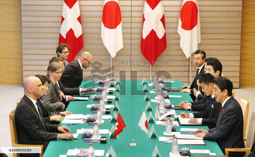 Japan PM Abe and Swiss President Berset