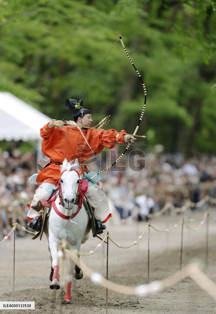 Mounted archery rite "Yabusame" held at Kyoto shrine