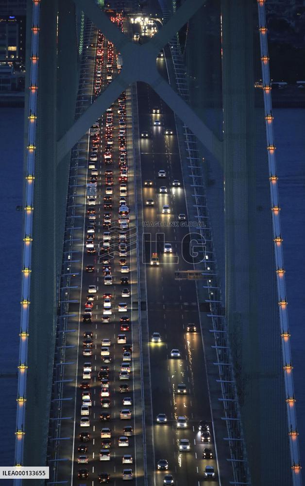 Holiday traffic jam in Japan