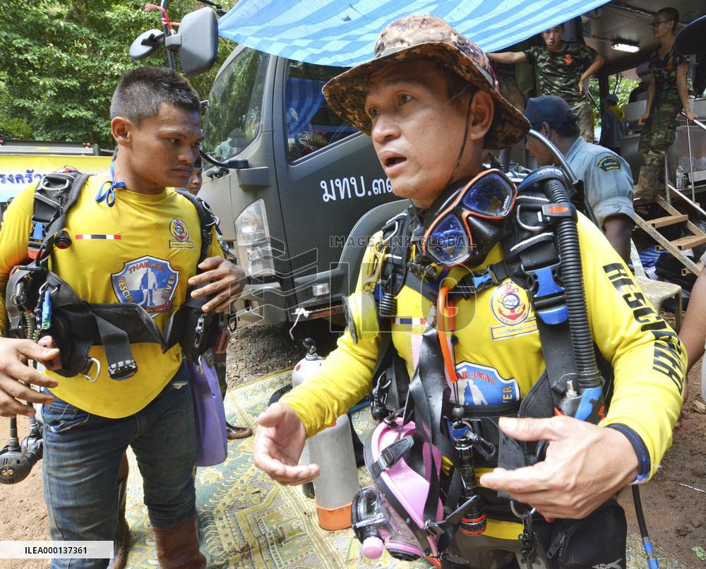 Soccer team members in Thai cave
