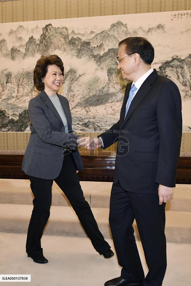 Chinese Premier Li and U.S. Transport Secretary Chao