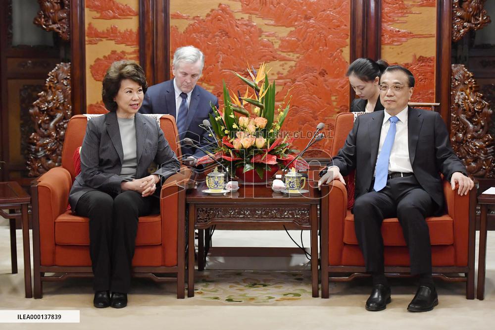 Chinese Premier Li, U.S. Transport Secretary Chao