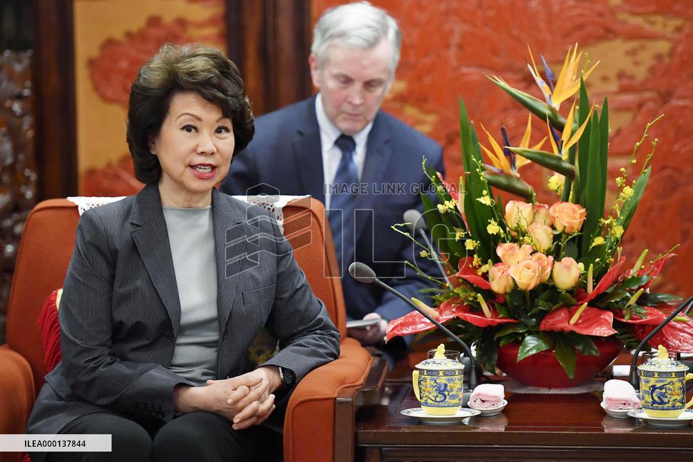 Chinese Premier Li, U.S. Transport Secretary Chao