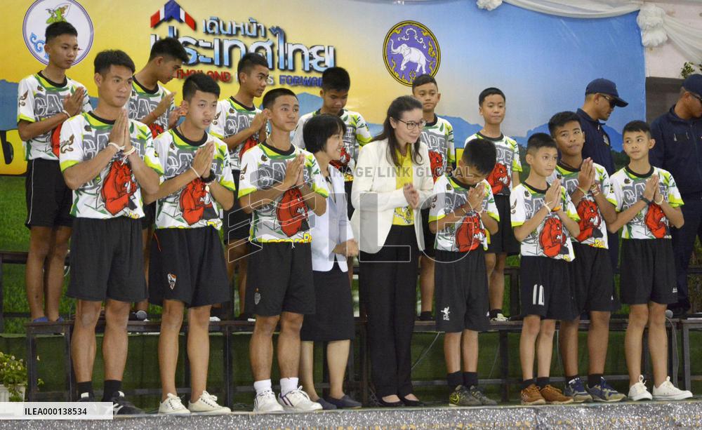 Thai cave boys, coach meet press