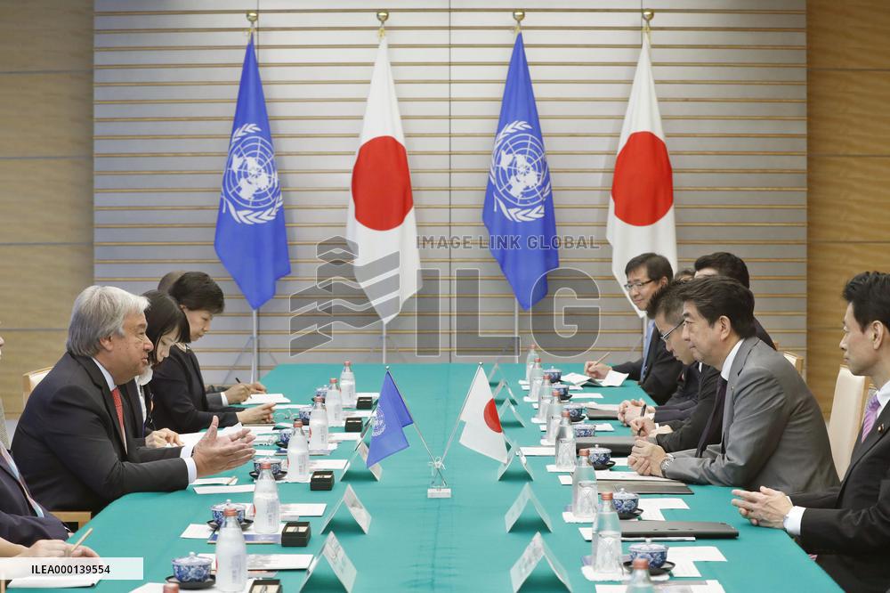 U.N. Secretary General Guterres and Japanese PM Abe