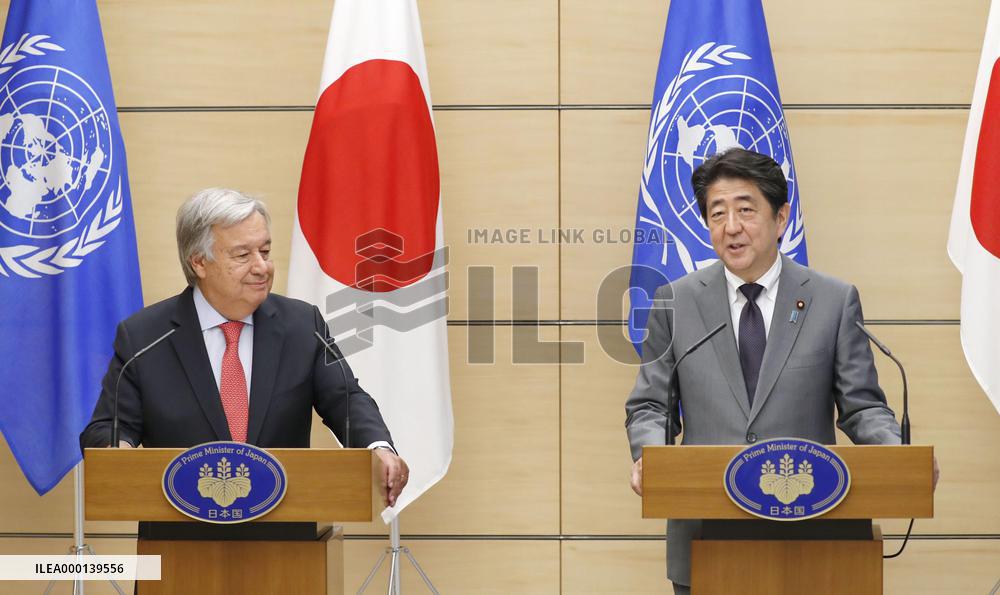 U.N. Secretary General Guterres and Japanese PM Abe
