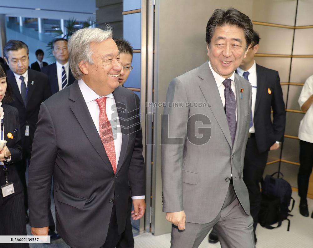 U.N. Secretary General Guterres and Japanese PM Abe