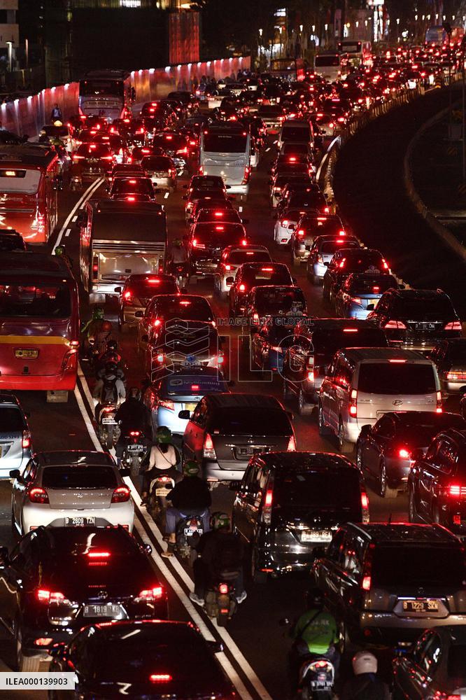 Traffic jam in Jakarta