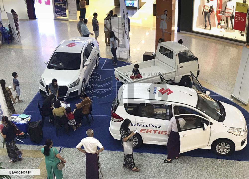 Suzuki vehicles displayed in Yangon
