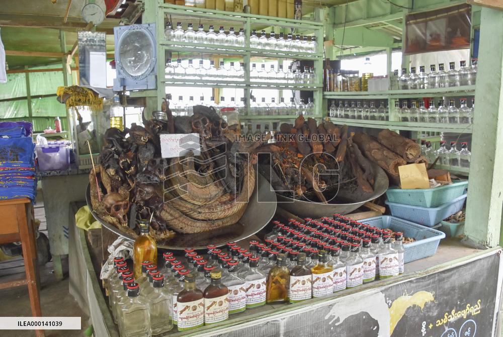 Traditional medicine shop in Myanmar