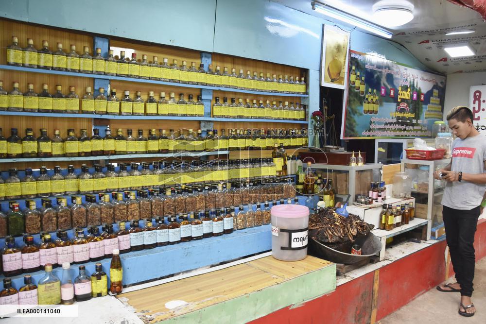 Traditional medicine shop in Myanmar