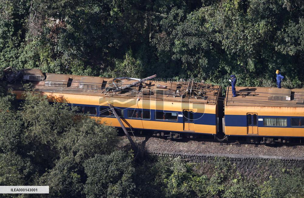 Train hits leaning utility pole in central Japan