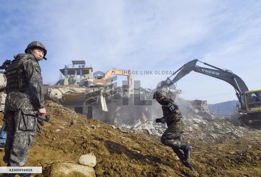 Demolition of guard posts in Korean DMZ