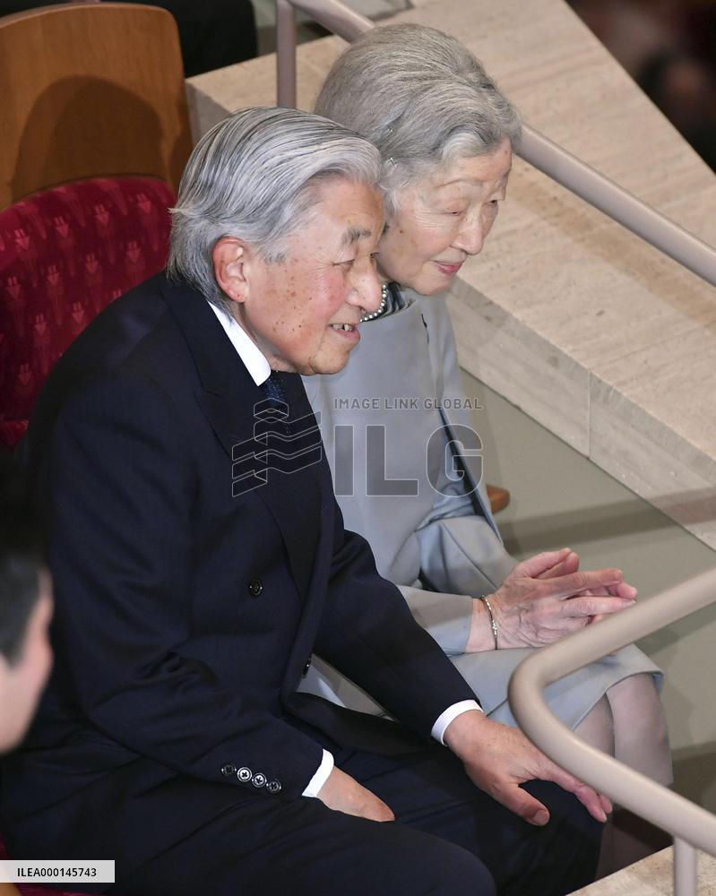 Emperor and empress at music concert conducted by Seiji Ozawa