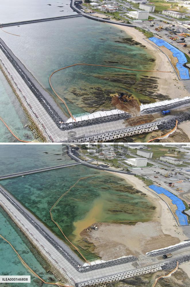 Landfill work for relocation of U.S. base in Okinawa