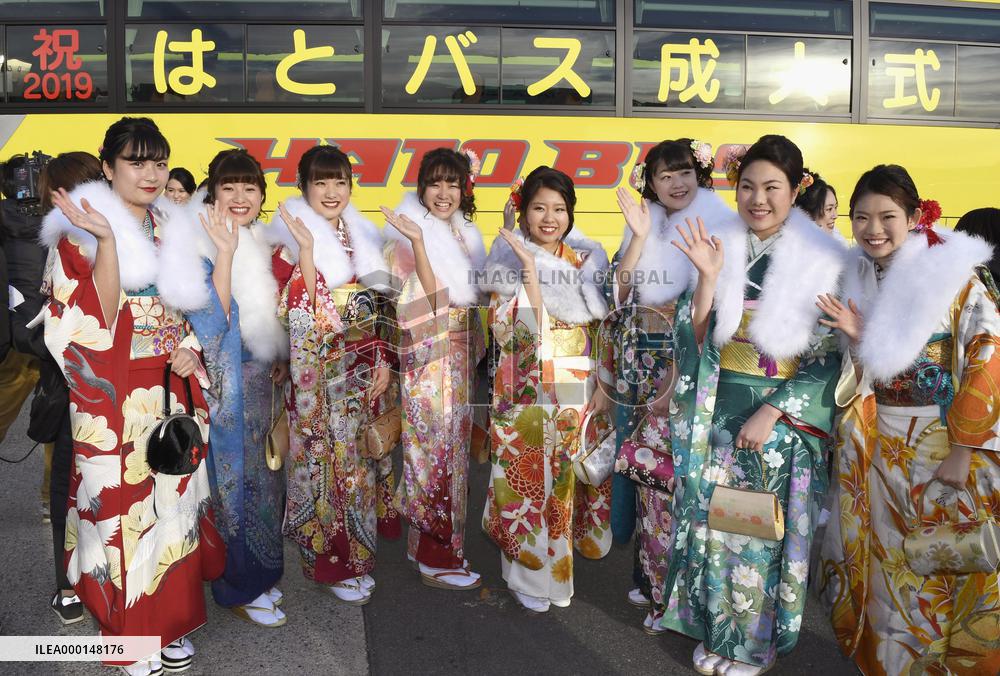 Coming-of-age celebration for bus tour guides