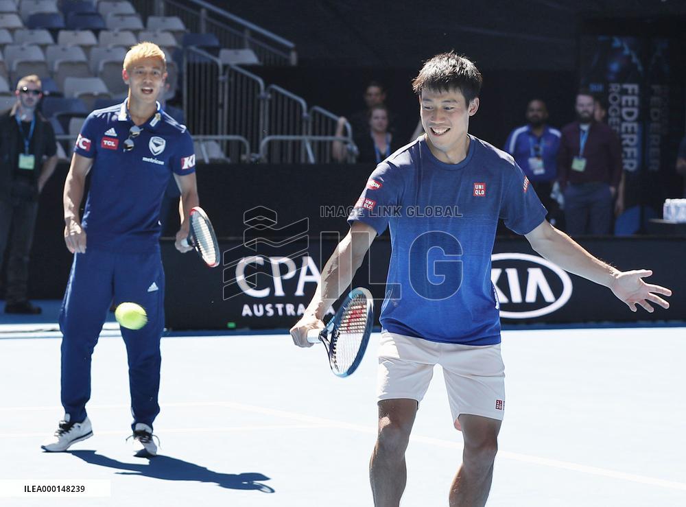 Kei Nishikori and Keisuke Honda