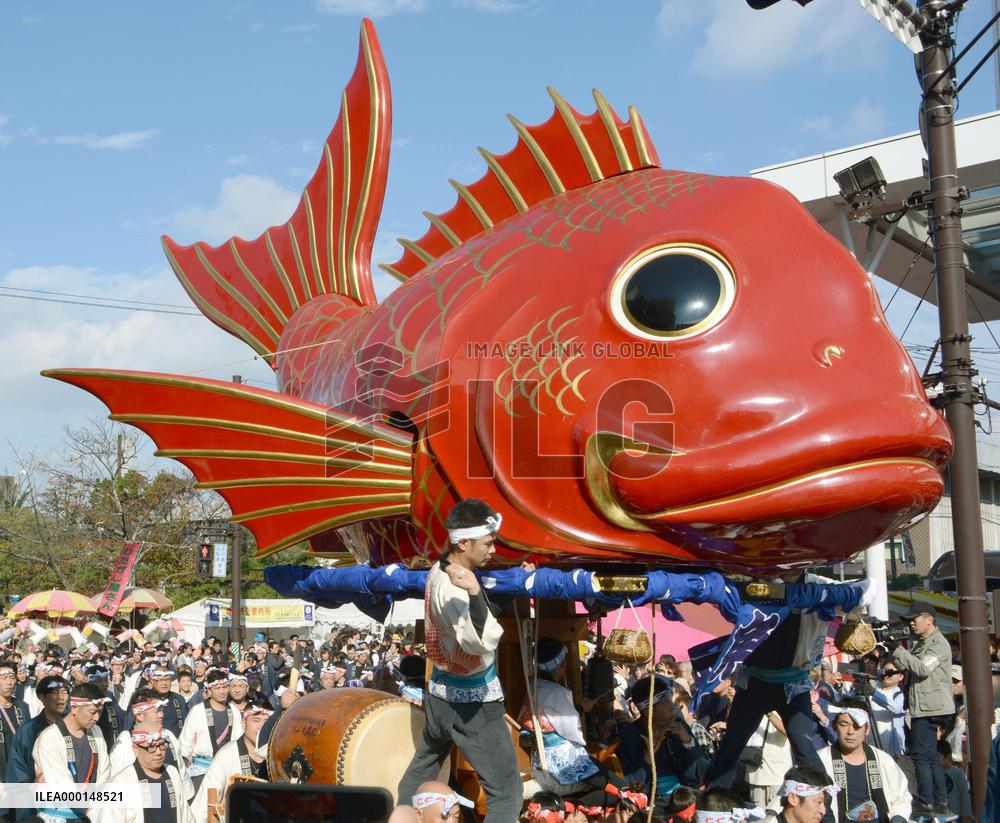 Float parade in southwestern Japan