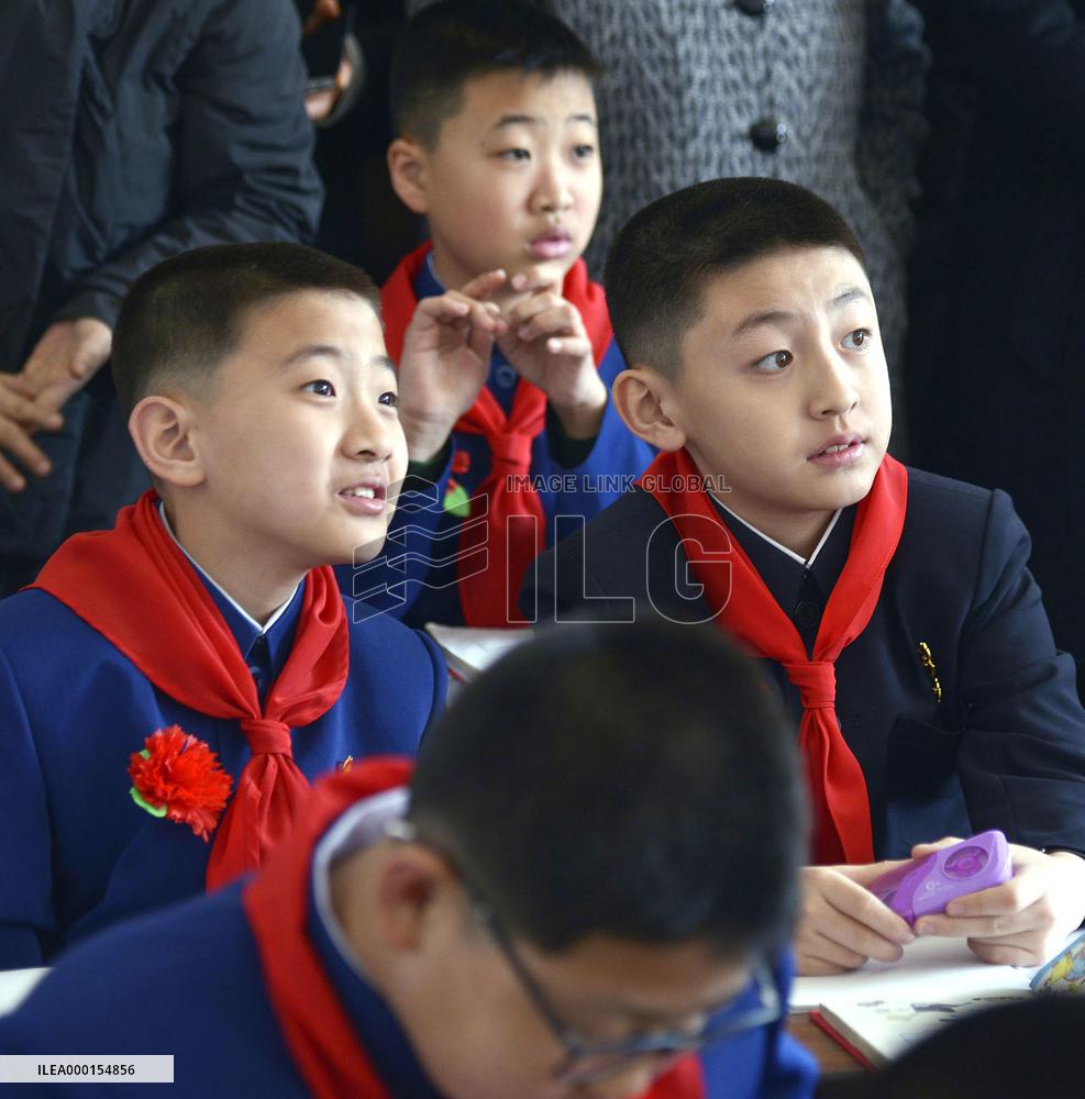 Enrollment ceremony at N. Korea's top middle school