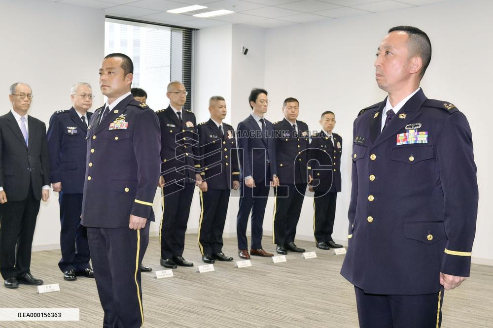 Japan's GSDF officers before dispatch to Egypt