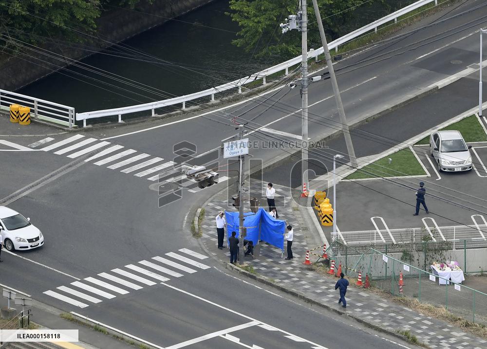 Site of car collision that left 2 children dead in Japan