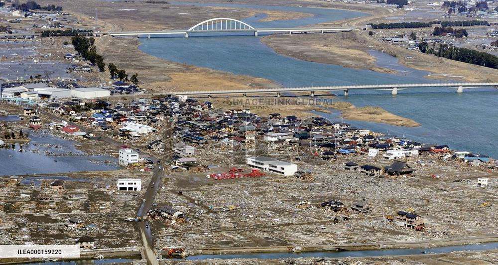 Tsunami-hit area in northeastern Japan