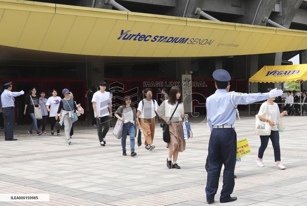 Antiterrorism drill at football stadium in Japan