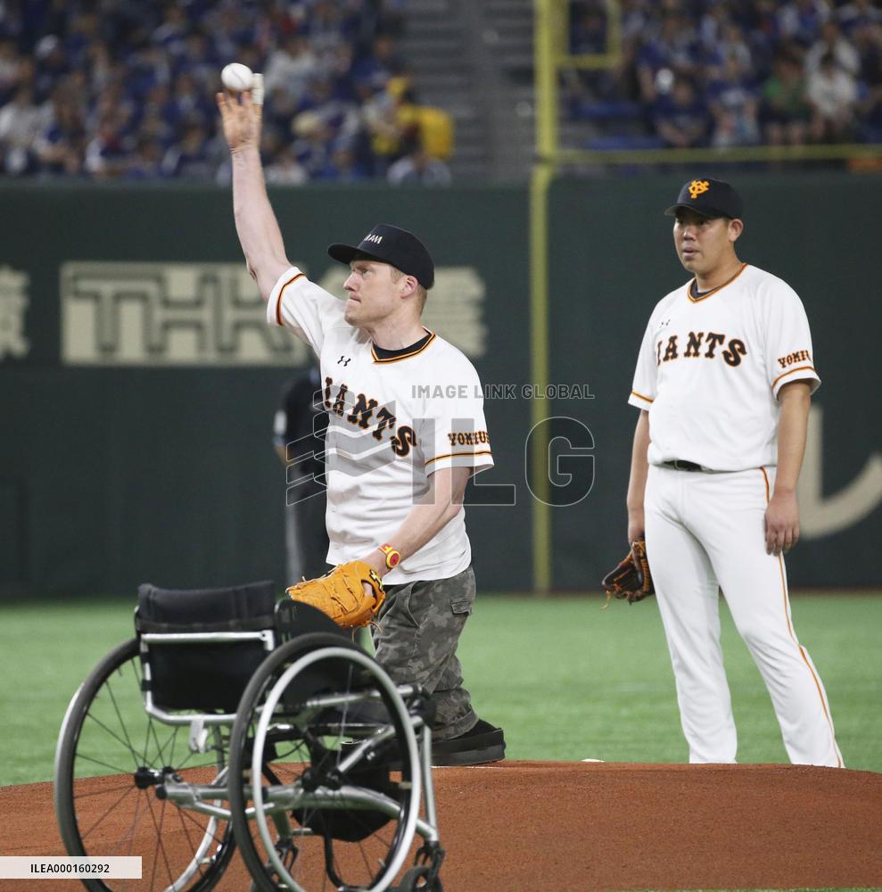 First pitch by Canadian wheelchair basketball player
