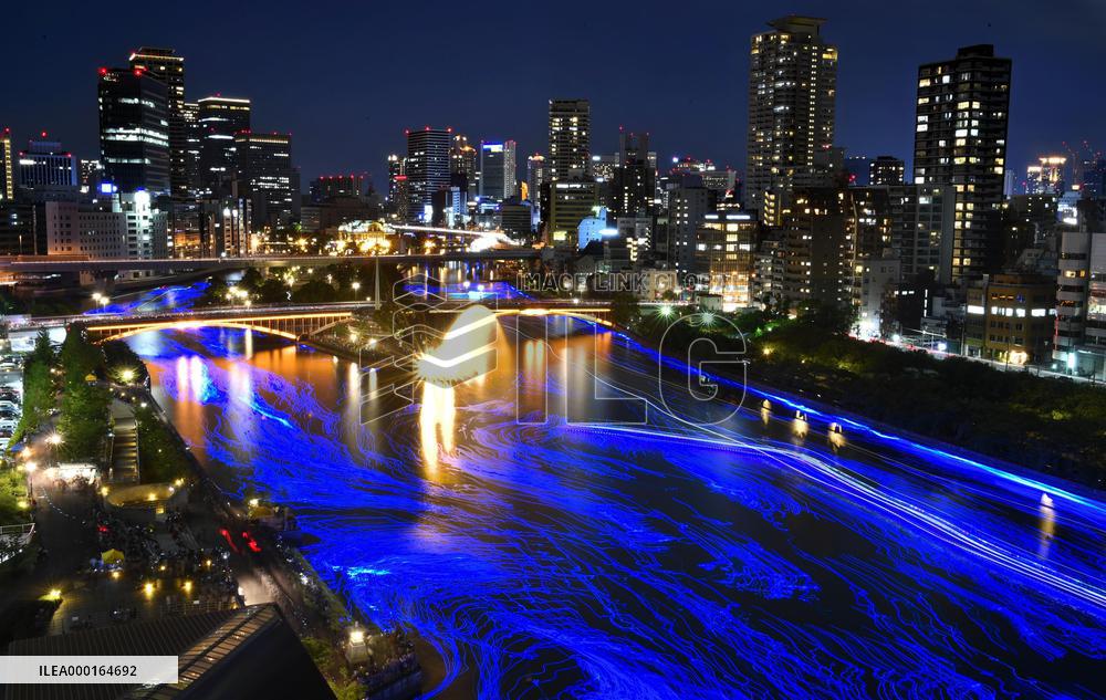 Lighting up Osaka river