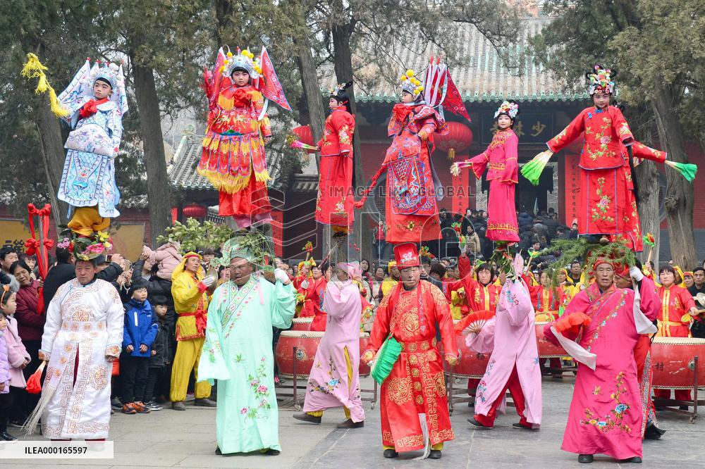 Stilt dance by children in China