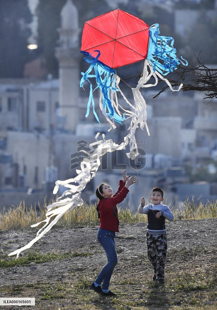 Kite flying in Jordan