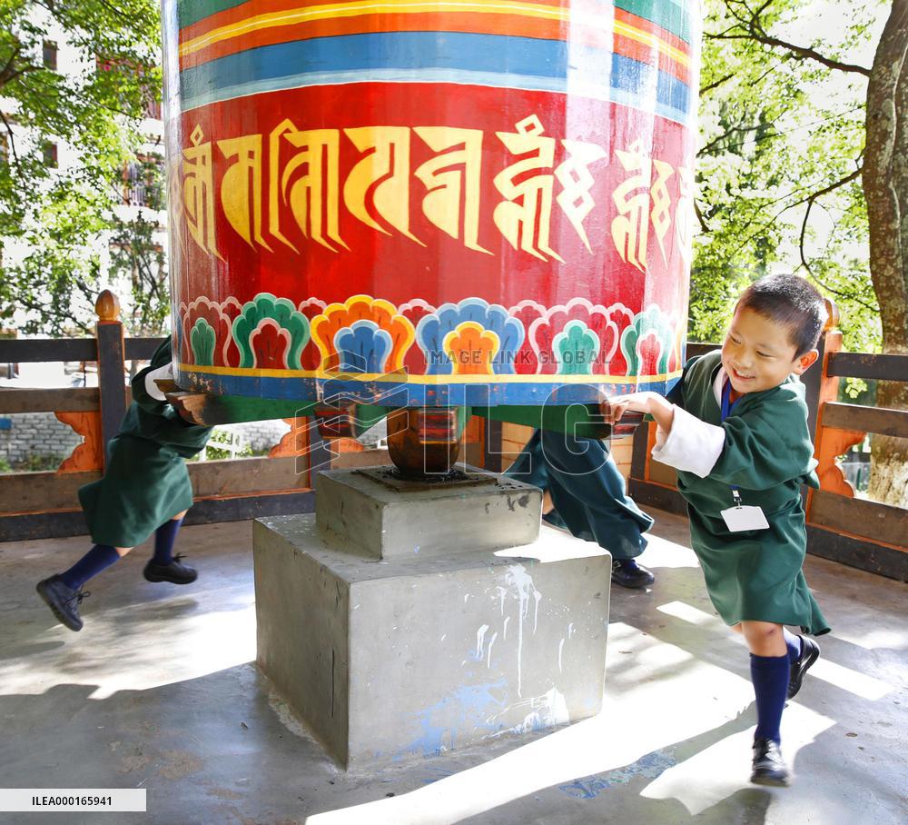 Mani prayer wheel in Bhutan