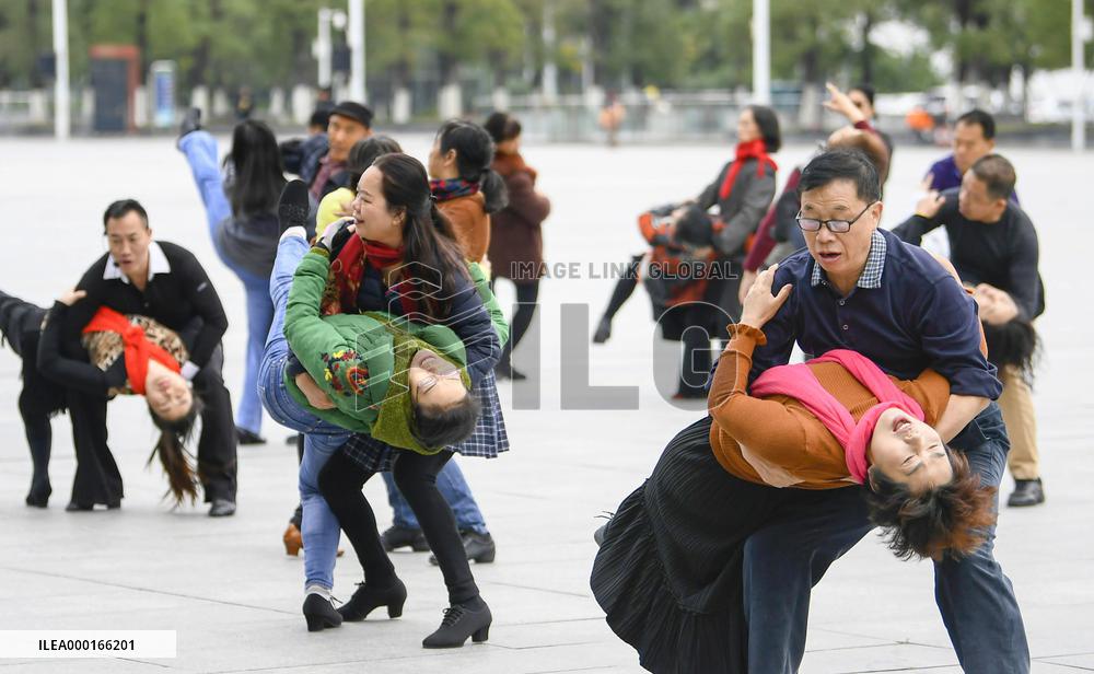 Ballroom dancing in China park