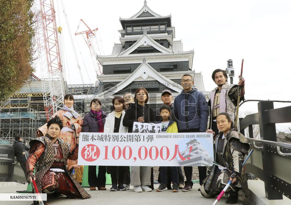 Kumamoto Castle marks 100,000th visitor since its re-opening