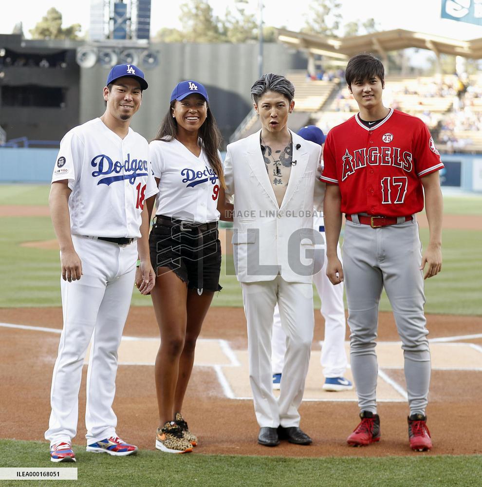Naomi Osaka, Miyavi at Dodger Stadium
