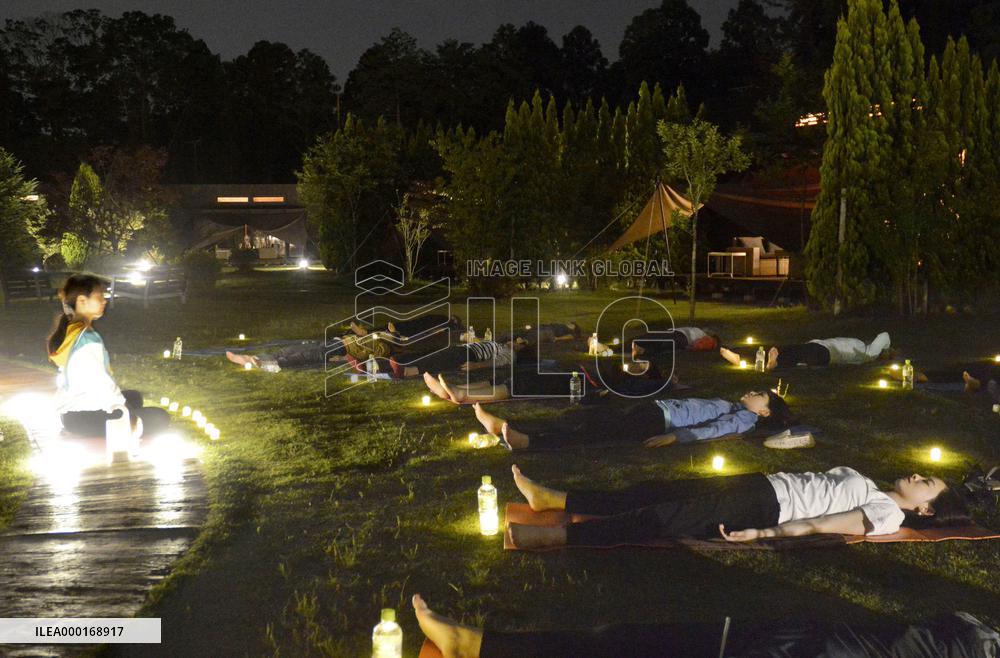 Yoga under the star-filled sky