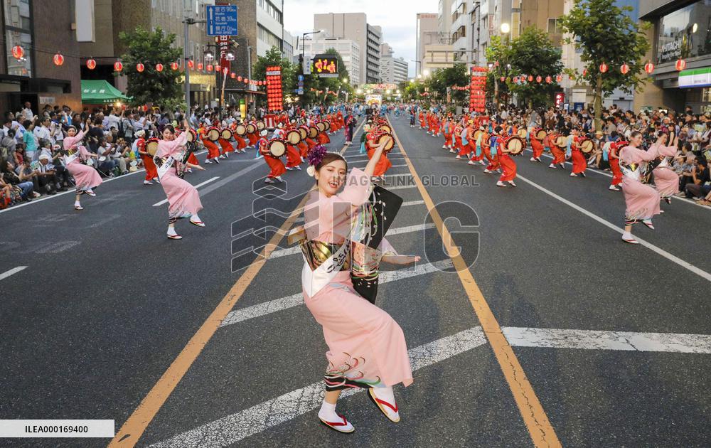 Traditional drum parade in Japan