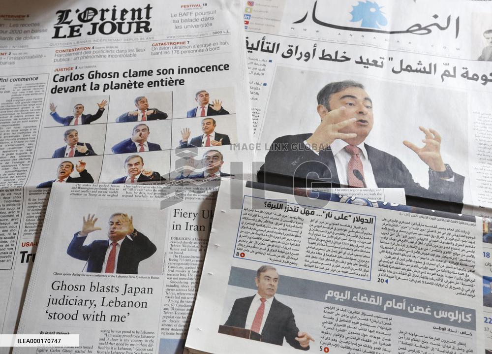 Lebanese media reports on Ghosn's press conference