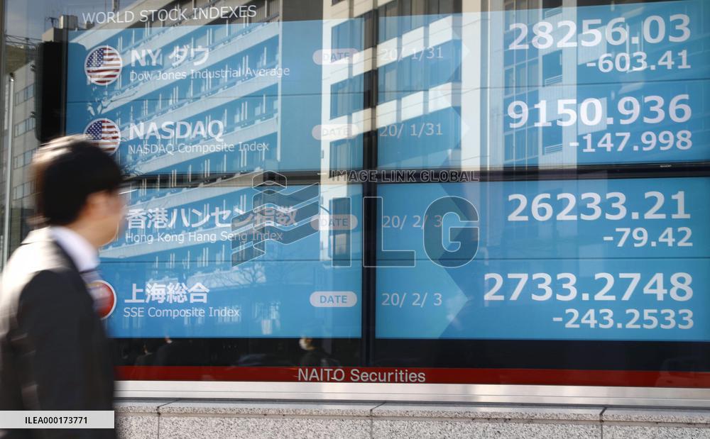 Stocks fall on new coronavirus