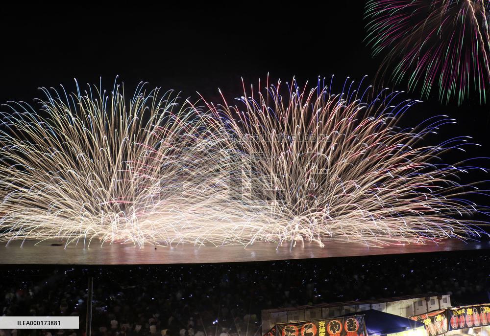 Fireworks at World Heritage site in central Japan