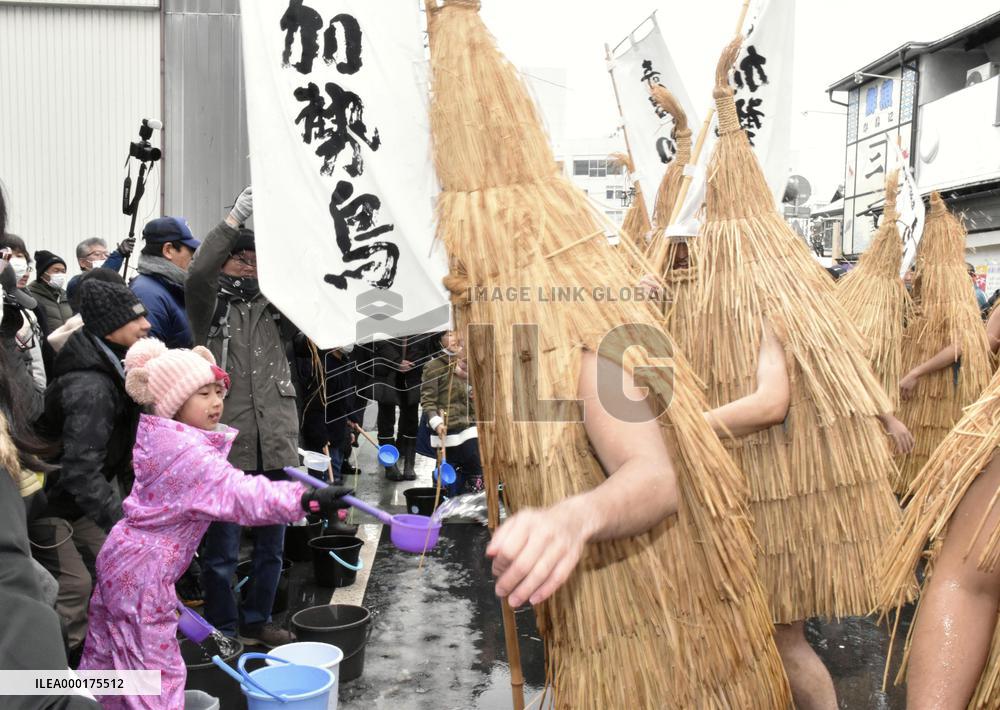 Water-splashing festival in northeastern Japan