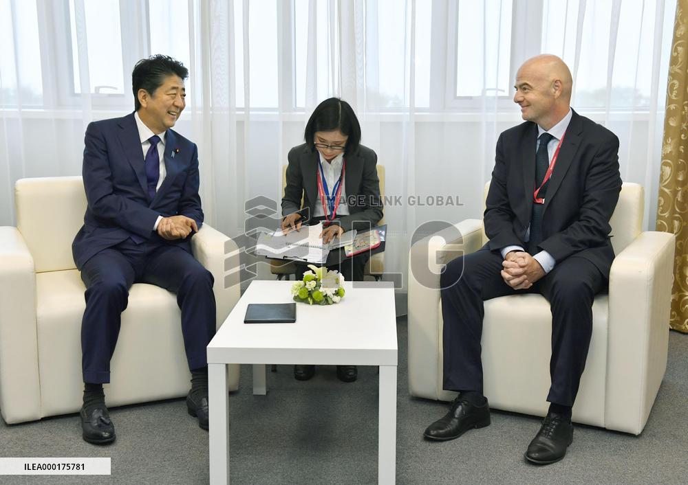Japan PM Abe and FIFA President Infantino