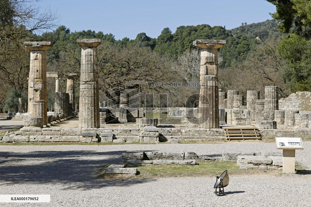 Olympic flame lighting in Olympia