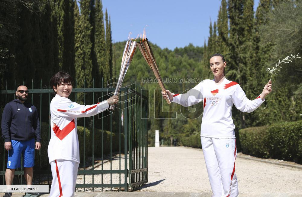 Olympic flame lighting in Olympia