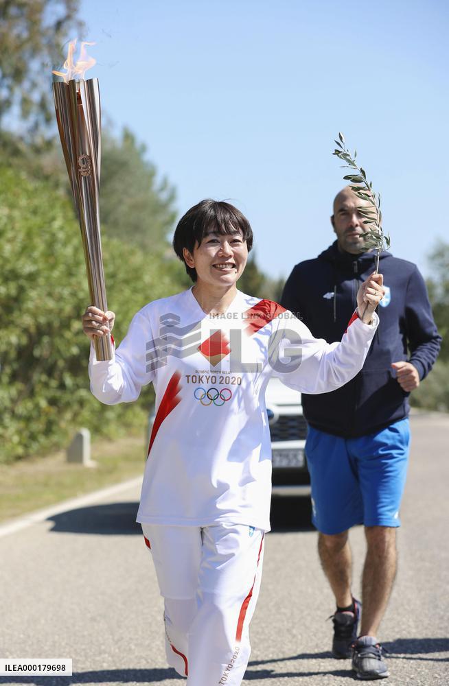 Olympic flame lighting in Olympia