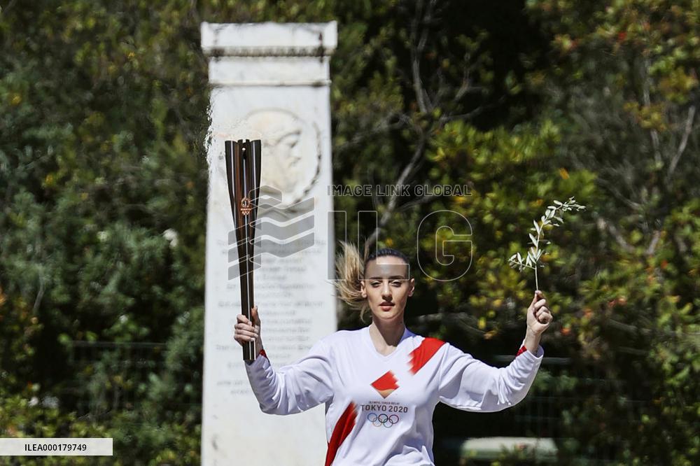 Olympic flame lighting in Olympia