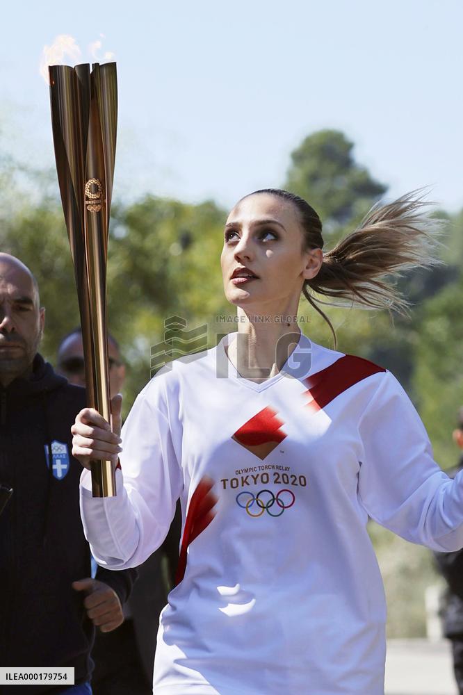Olympic flame lighting in Olympia